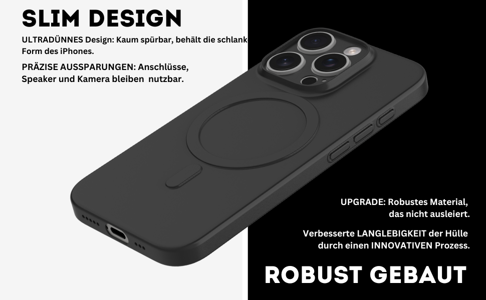 iPhone 16 Pro Hülle  – CellBee® Deep Black Case mit Magnet