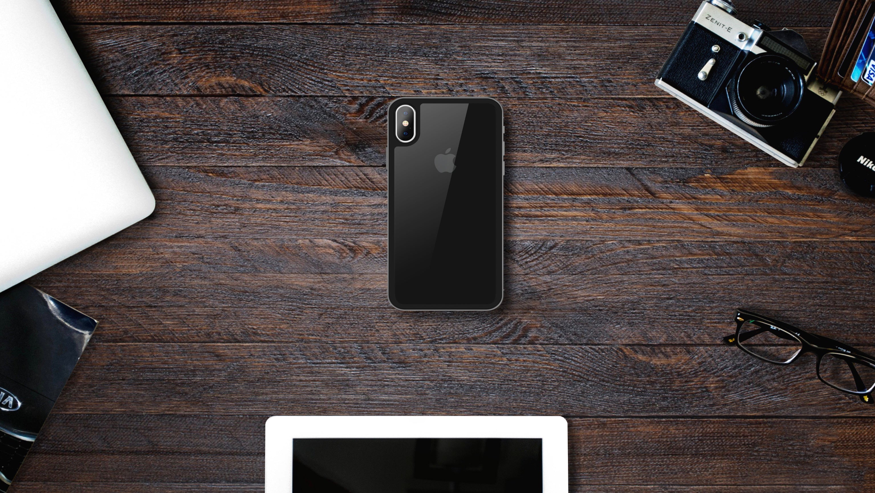 <transcy>Clear Backcover 4 D - Black & White iPhone X / XS</transcy>