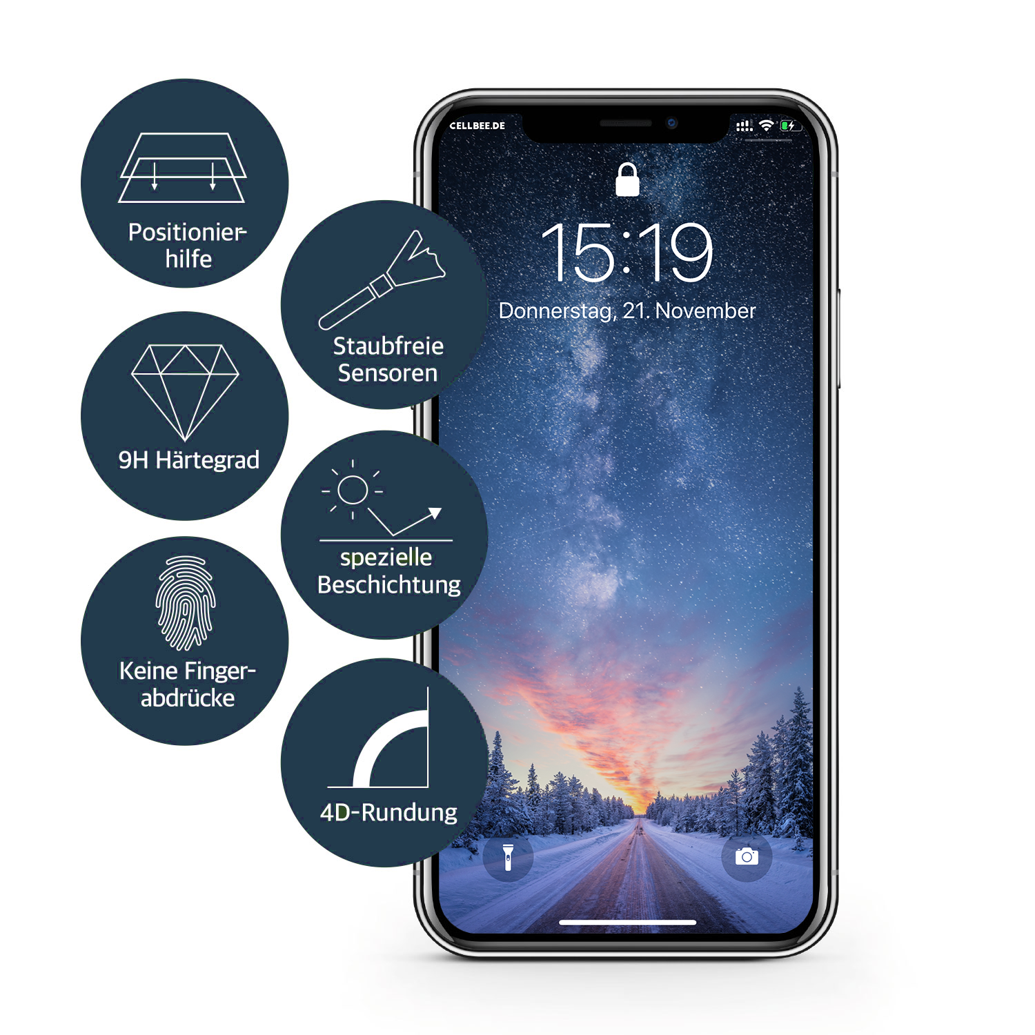 "the Curved" mit Mesh-Cover - iPhone XS Max Displayschutz