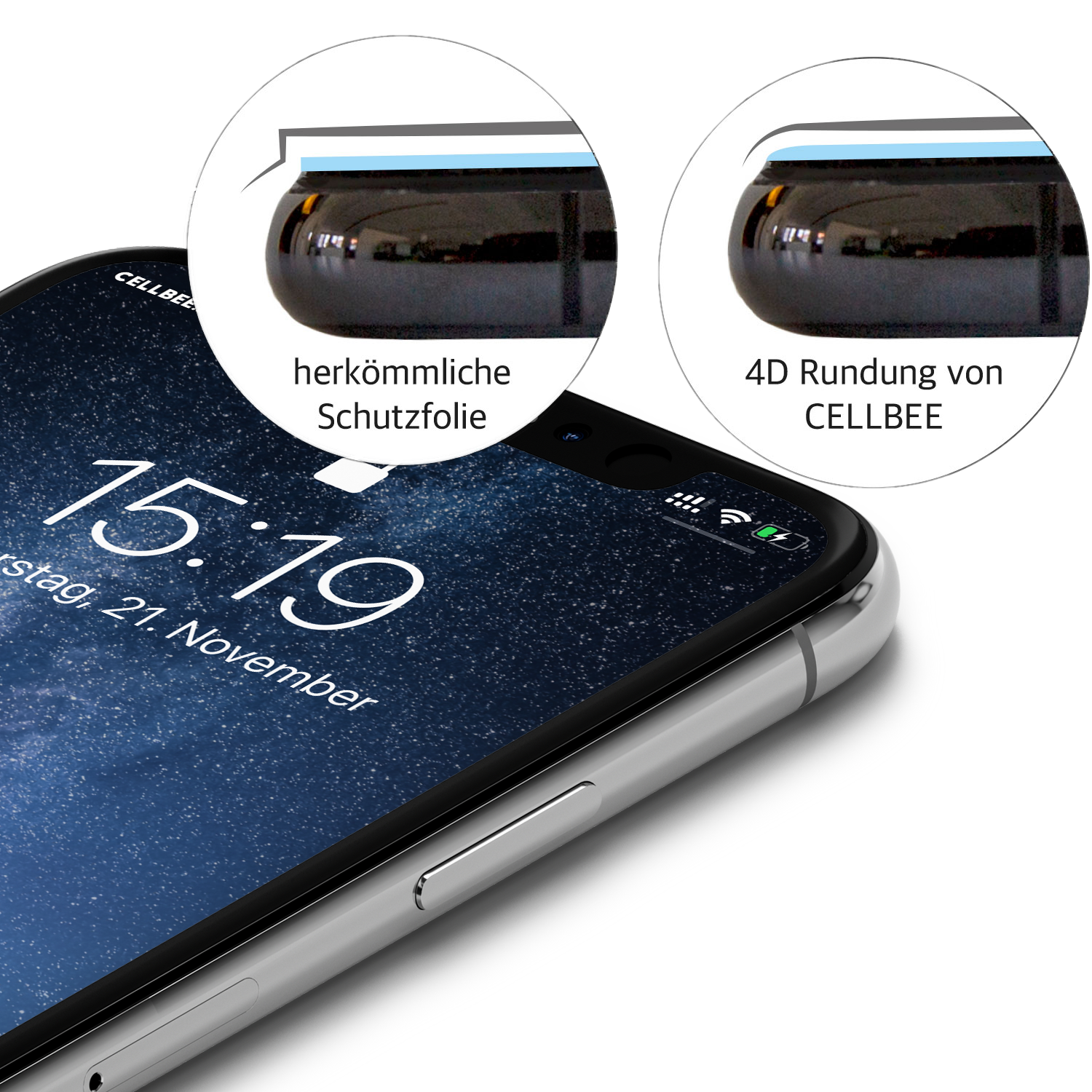 <transcy>"the Curved" with mesh cover - iPhone 11 Pro Max screen protector</transcy>
