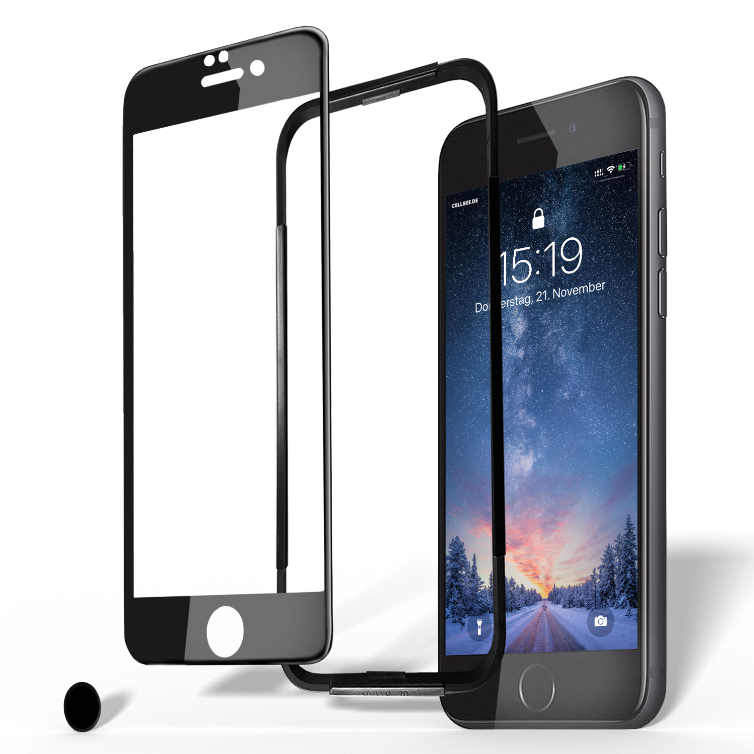 iPhone 6/6S Plus Displayschutz + Homebutton - "the Curved" schwarz