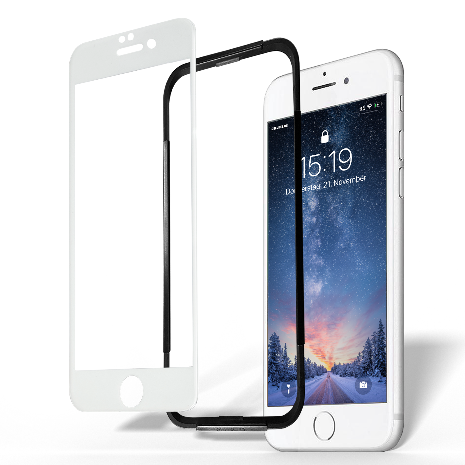 <transcy>iPhone 7/8 screen protector + home button - "the Curved" white</transcy>